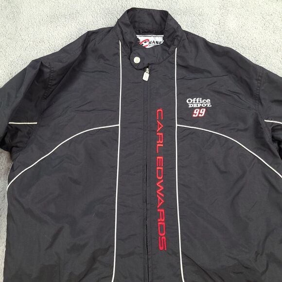 Carl Edwards Nascar Jacket XL Black Office Depot 99 Chase Authentic Racing Nylon - Picture 2 of 16